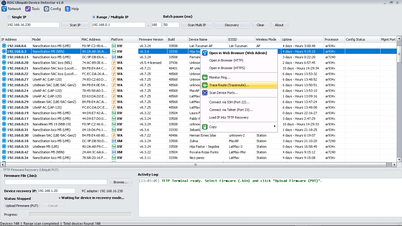 RDG Ubiquiti Network Scanner screenshot